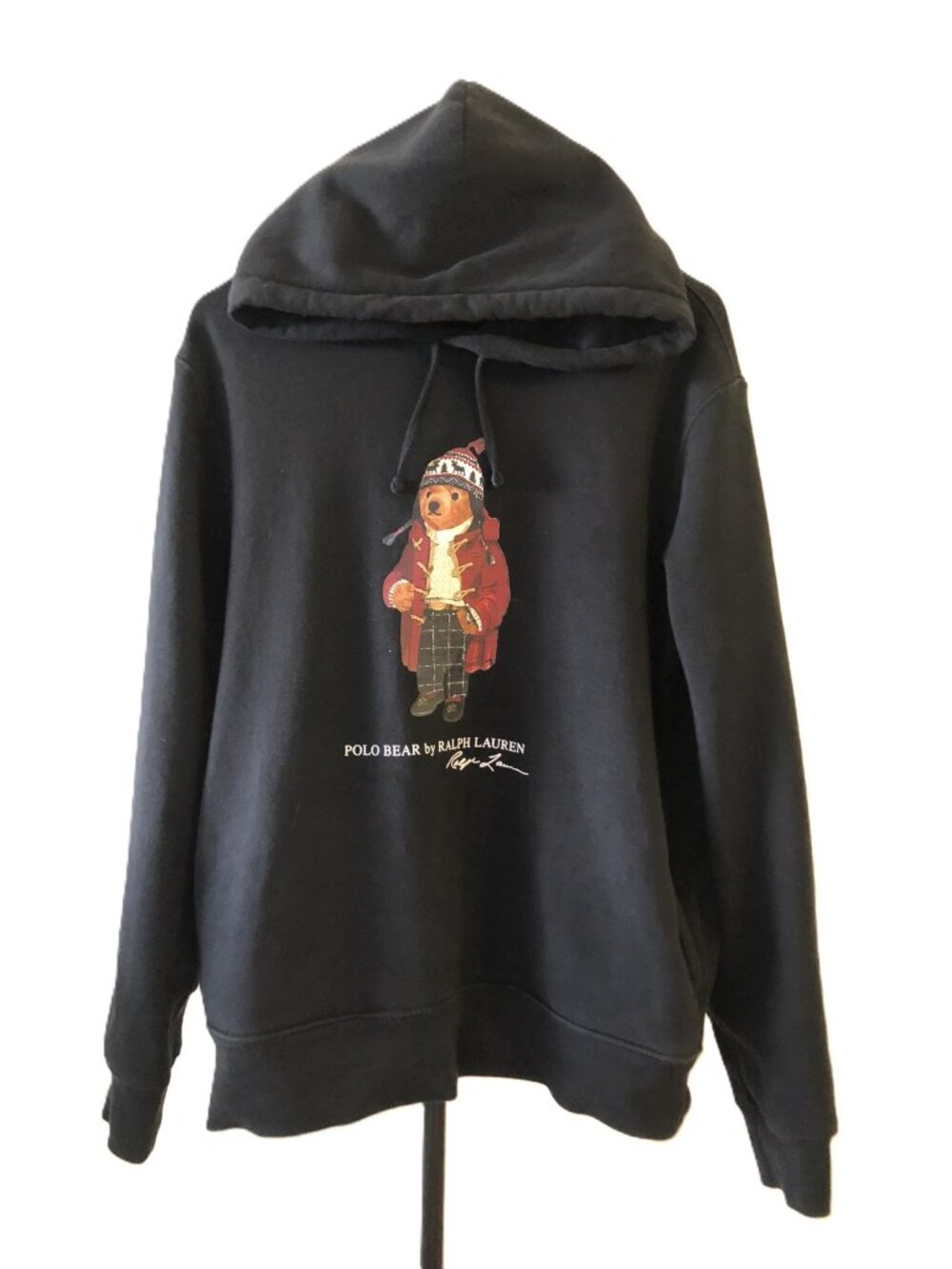 POLO Ralph Lauren Polo Bear Pullover Hoodie Sweatshirt Black Men Size S Fleece